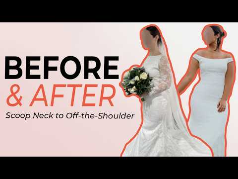 Änderung des Brautkleides vom U-Ausschnitt zum schulterfreien Kleid