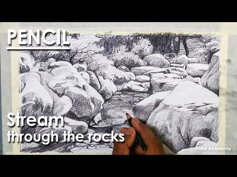 Mountains and Pine Tress Watercolor Pencil Landscape Drawing | steps to follow
