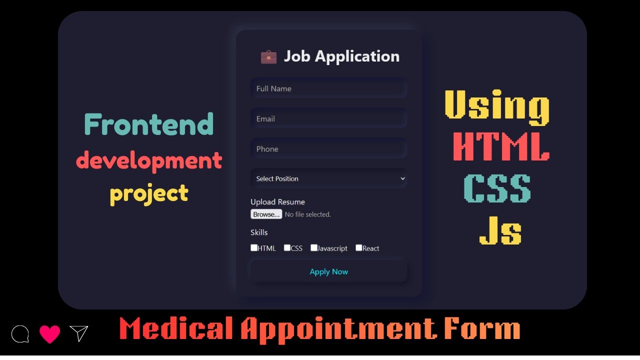 📌 Job Application Form | Web Development Project (HTML, CSS & JavaScript) || Web designing