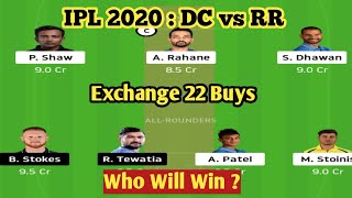 IPL 2020: Match 30 - Delhi Capitals vs Rajasthan Royals Dream11 Prediction