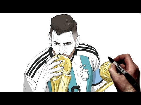 How To Draw Messi World Cup | Step By Step | Football / Soccer