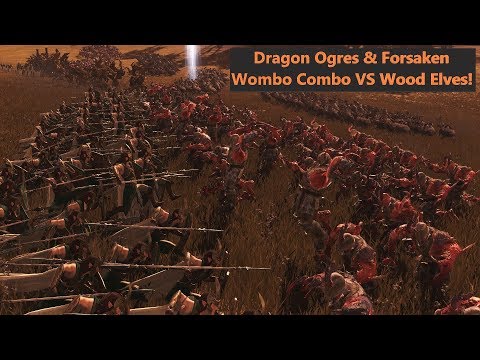 Chaos Warriors Vs Wood Elves - Dragon Ogres&Forsaken Wombo Combo - Total War: Warhammer 2