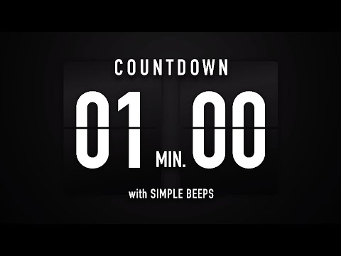 1 Minute Countdown Timer 🕙 Flip Clock with Simple Beeps 🔊🖤
