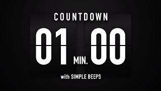 1 Minute Countdown Timer 🕙 Flip Clock with Simple Beeps 🔊🖤