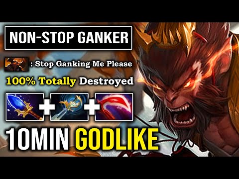 OMFG 10MIN GODLIKE Nonstop Ganker 23Kills Deso Monkey King Mid 100% Totally Destroyed DotA 2