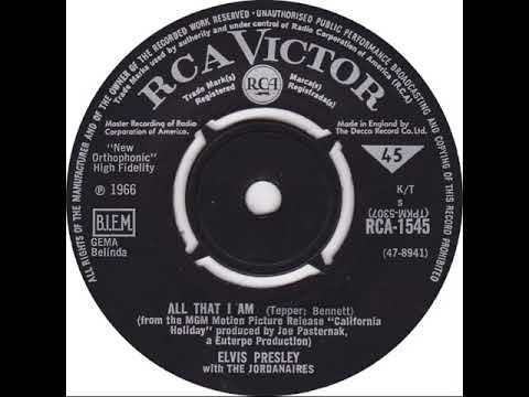 UK New Entry 1966 (321) Elvis Presley with The Jordanaires - All That I Am