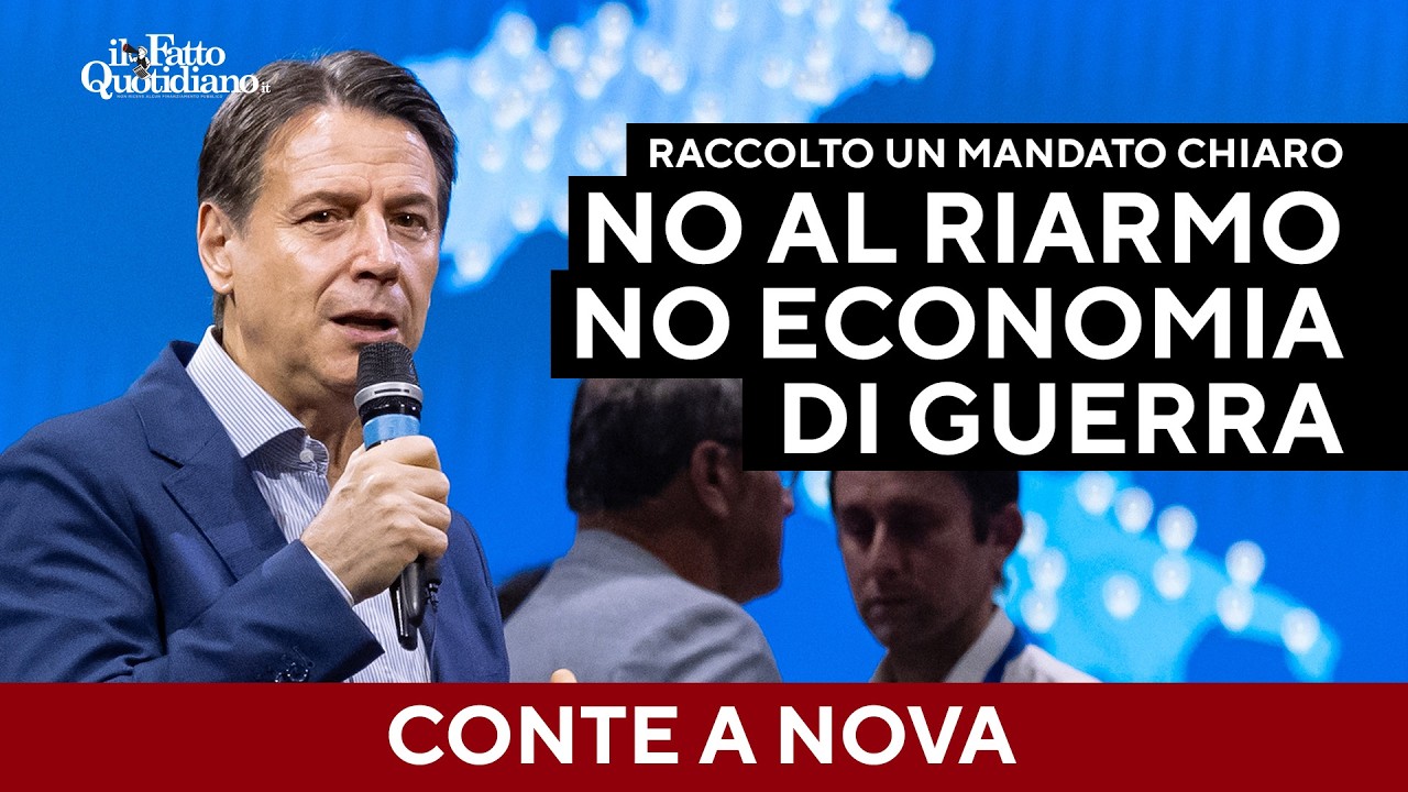 M5s, Conte a Nova: “È emerso un mandato chiaro, no all’economia di guerra, no al riarmo”.