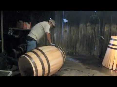 toasting whiskey barrel