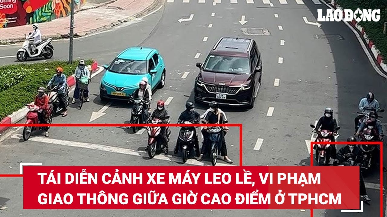 Tái diễn cảnh xe máy leo lề, vi phạm giao thông giữa giờ cao điểm ở TPHCM