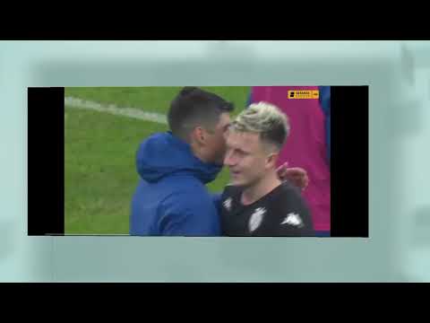 Ukrainian Marseille Ruslan Malinovsky & Monaco Alexander Golovin shook hand & hug aftr football matc