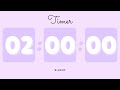 🪻 2 Hours Silent Timer With Cute Ending Alarm Pastel Purple Timer