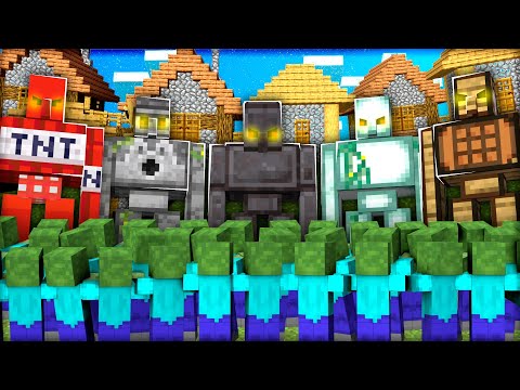 10,000 MUTANTS vs SECRET IRON GOLEMS in Minecraft