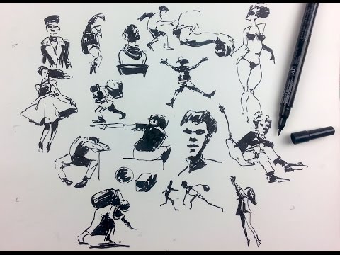 Gesture Drawing People Sketching with a Brush Pen