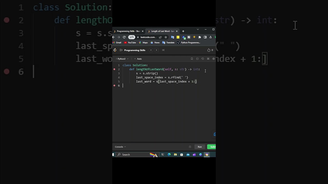 LeetCode: Length of the last word #python #coding #leetcode #dsa