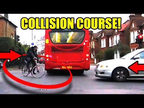 Silly Cyclist Meets Head On Traffic (Bonus RLJ!)