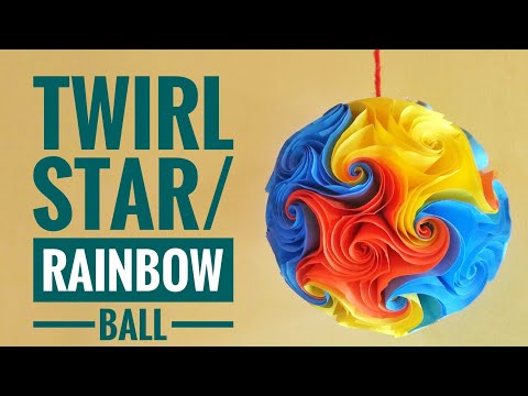 Twirl star ball.| How to make Twirl star ball/star fish/Rainbow ball.