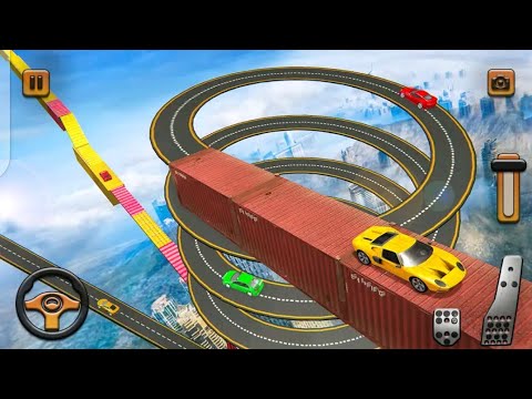 impossible stunt car tracks 3d: blue car driving stunts levels 14 & 15 - android gameplay 2022
