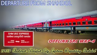 preview picture of video '# 19659 Shalimar Udaipur City Express Departing Shahdol Railway Station with WAP - 4'