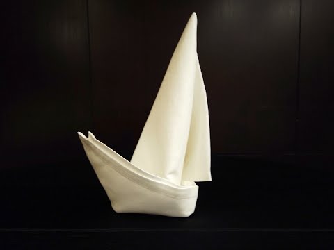 Easy, Slow and Descriptive Napkin Folding Tutorial on Sailing Ship