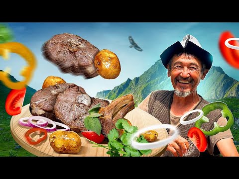 Nomad Cooking Lamb Kazan Kebab in the Mountains