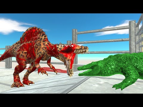 Zombie Leopard Spinosaurus DEATH CLIMB - Animal Revolt Battle Simulator