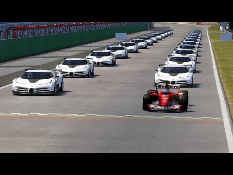 Ferrari F2004 Michael Schumacher vs Bugatti Centodieci Sports at Monza GP