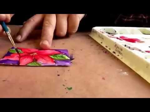 Time Lapse Small Watercolor Poinsettia  Painting