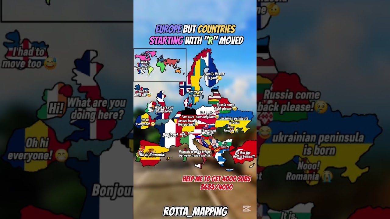 Europe but Countries starting with R moved #Map#mapping#mapper#geography#europe#Flags#Countries#fyp