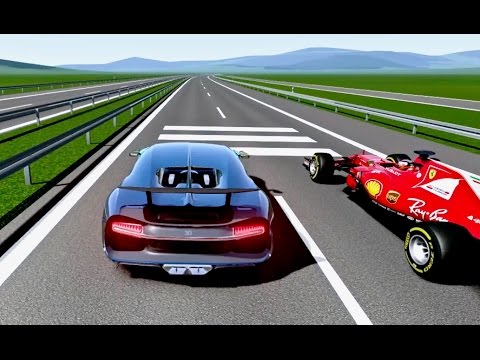 Ferrari F1 2017 vs Bugatti Chiron - TOP SPEED BATTLE