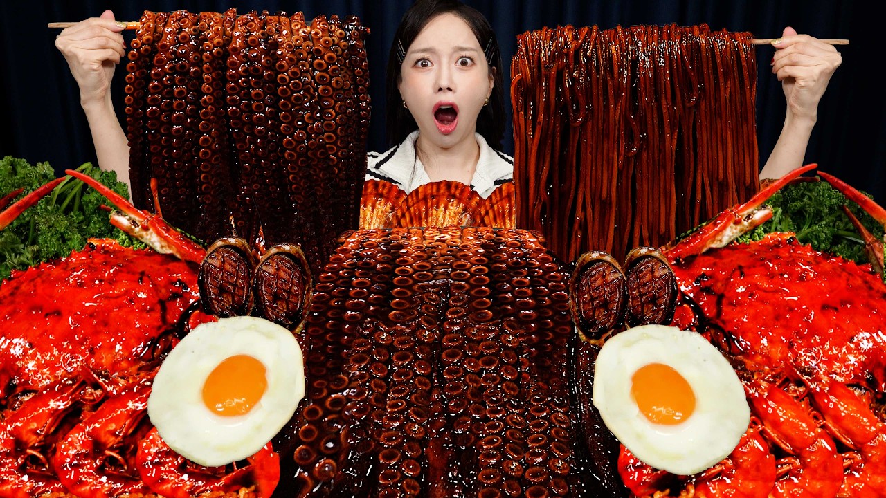 매콤한 짜장 🐙 낙지다리 해물찜 & 짜장면까지 야무지게 먹방! Jjajang Octopus Seafood Boil & Noodles Mukbang ASMR Ssoy