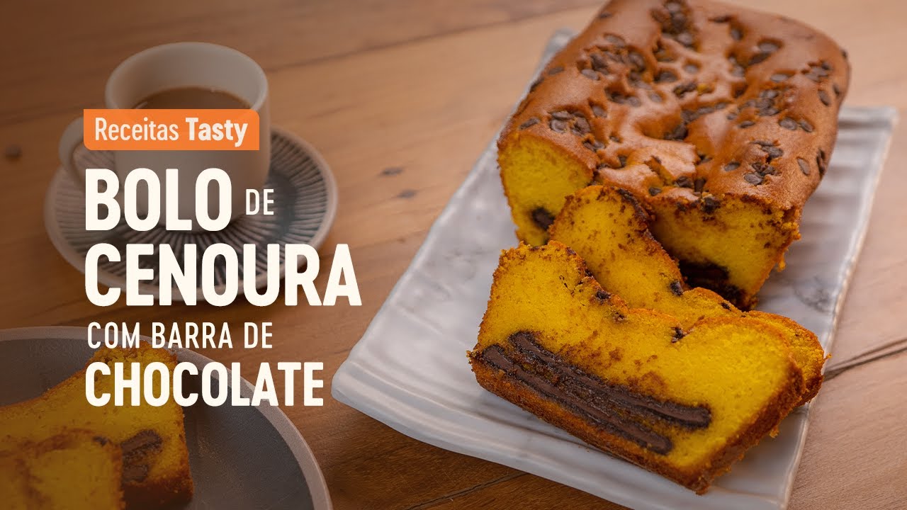Bolo de cenoura com barra de chocolate | Fácil | Diferente