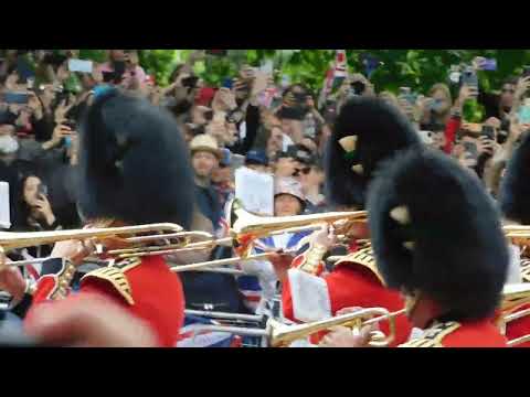 Welsh Guards Marching Down The Mall For The Platinum Jubilee Trooping Of The Colour.Thurs 02/06/22