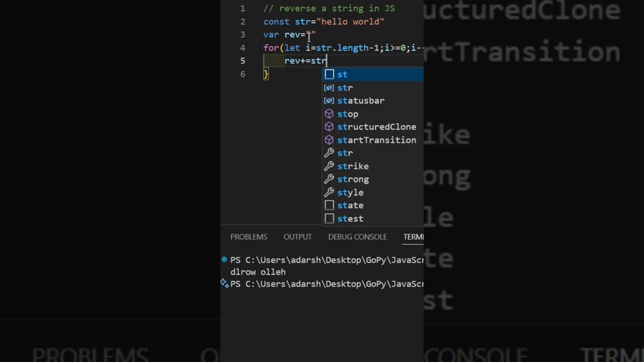 Reverse a string Implementation Javascript Interview Question #javascriptinterview