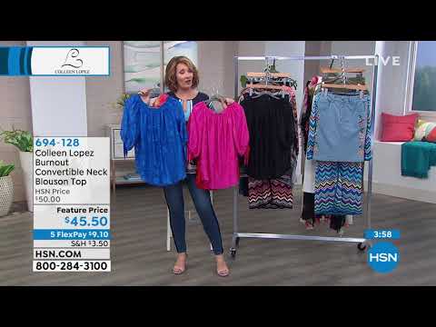 Colleen Lopez Burnout Convertible Neck Blouson Top