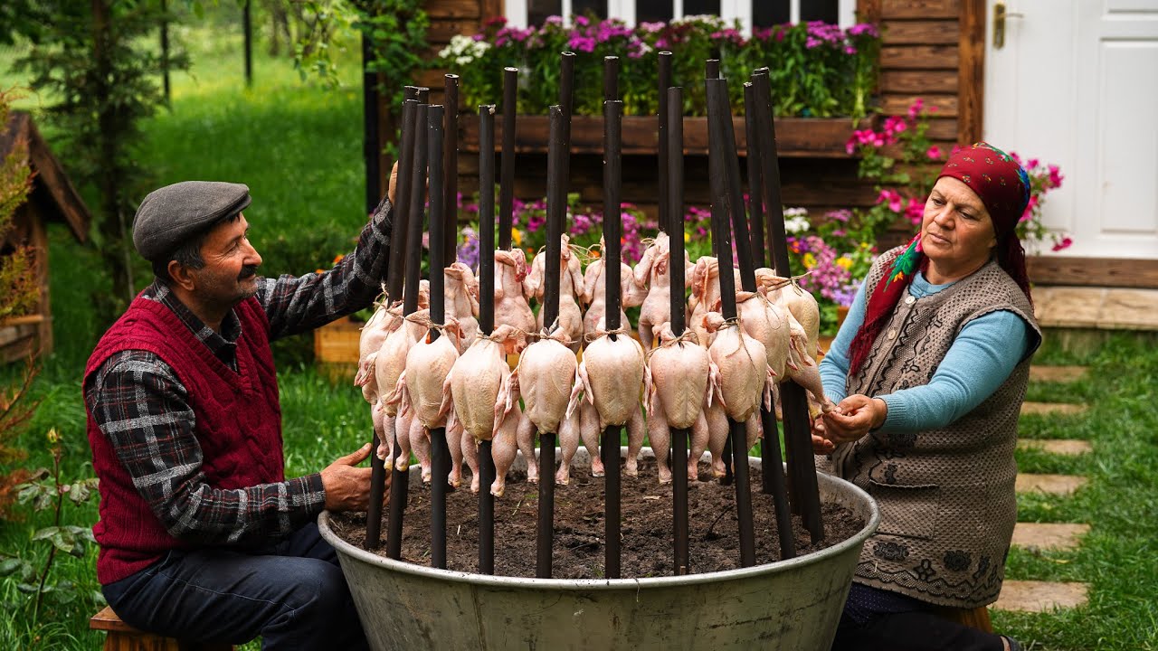 Cooking Whole BBQ Chicken on Iron Pipes | Unique Method!