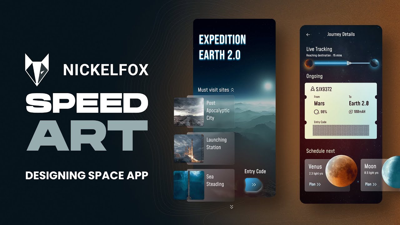 Nickelfox Speed Art | UI design using Figma | Space App – Mars to Earth 2.0
