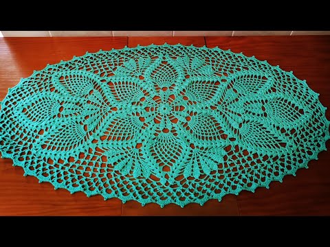 Crochet Oval Pineapple Doily Centerpiece part 1/2