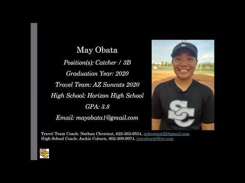 May Obata Softball Skills Video - 2020 Catcher 3B