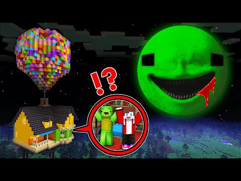 Mikey and JJ SURVIVE in a HOT AIR BALLOON House VS MIKEY THE WAKEUP MOON !? - Minecraft (Maizen)