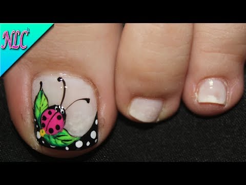 DISEÑO DE UÑAS PARA PIES MARIQUITA Y FRANCÉS PARA PRINCIPIANTES – LADY BUG NAIL ART – NLC