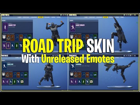 New Fortnite Road Trip Skin In Game With All Un Released Emotes - new fortnite road trip skin in game with all un released emotes