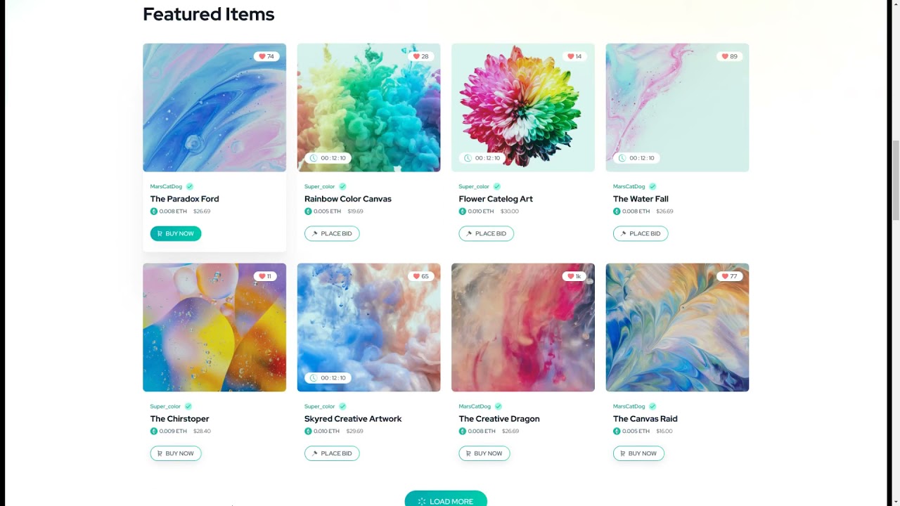 Etheum - NFT Marketplace Figma UI Template crypto art figma