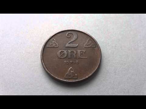 The norwegian 2 Øre coin from 1948 in HD