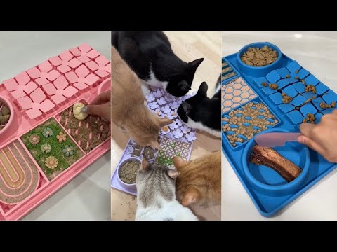 Cat Enrichment Lickmat ASMR Compilation #1 | relaxing cat food sounds