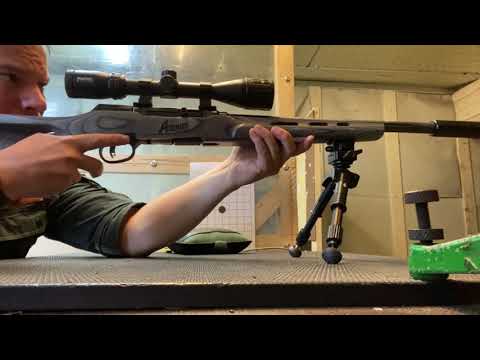 Savage A22 Target Thumbhole - shooting range 22lr rifle gun with silencer 109 yards with good result
