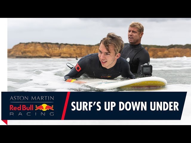 Surf's Up Down Under | Pierre Gasly gets treated to a Mick Fanning surf lesson