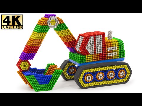 Magnet Challenge - DIY - How To Make Colored Excavator From Magnetic Balls| ASMR Videos 4K