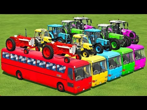 TRANSPORTING CASE, FENDT & CLAASTRACTORS WITH BUSES - Farming Simulator 22