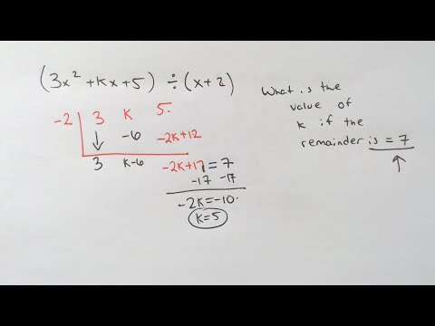 Find the Value of K given a specific remainder when dividing
