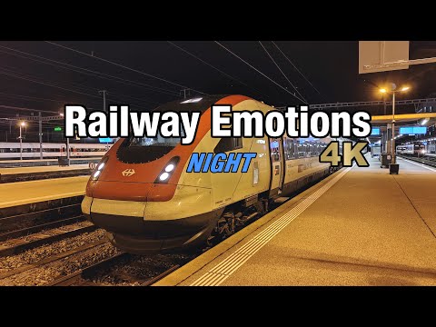🚆 4K Führerstandsmitfahrt bei Nacht auf dem letzten Neigezug (Schweiz | IC5 Biel/Bienne - Zürich)
